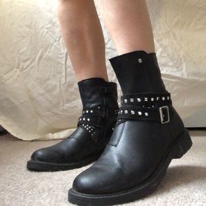 Black studded booties